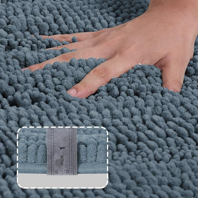Turquoize Bathroom Rugs and Mats 1-Piece Bath Mat Set Non Slip Bath Mats for Tub Extra Soft and Absorbent Gray Shaggy Rugs for Bedroom Machine Washable Bath Mats, 20"x 32", Stone Blue