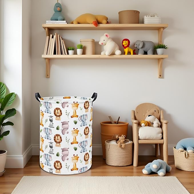 Baby Laundry Hamper kids laundry Basket Waterproof Storage Bin for Bedroom Toy Clothes Organizer Basket Woodland Animals Room D??cor(Cute Animals)