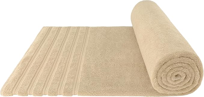 American Soft Linen 35x70 Jumbo Large Bath Towel, 600 GSM 100% Cotton Turkish Bath Sheet, Oversized Luxury Bath Towel for Bathroom Beach and Pool, Beige