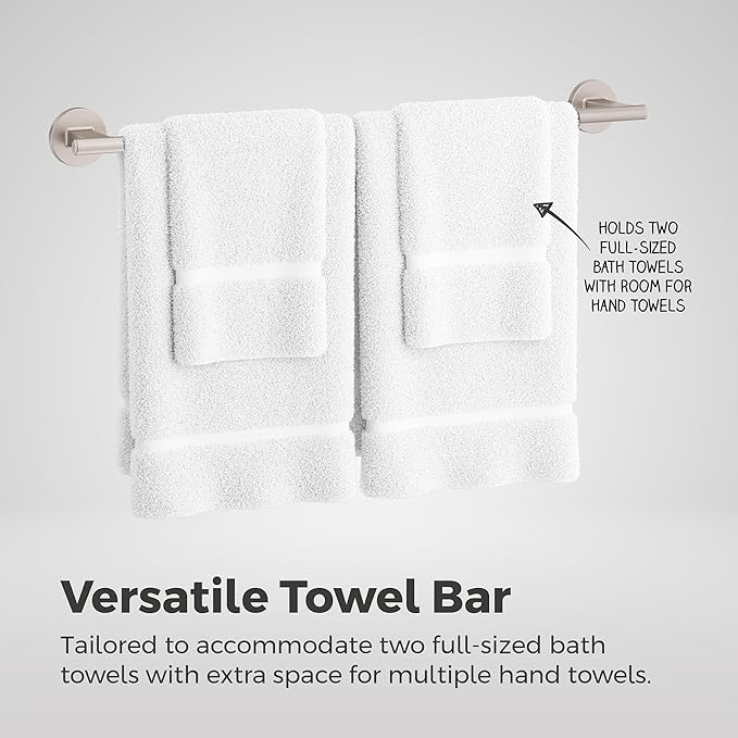 Pfister Capistrano Bath Towel Bar for Bathroom, 24-Inch, Wall-Mounted, Screw-in, Spot Defense Brushed Nickel Finish, BTBCSO2GS