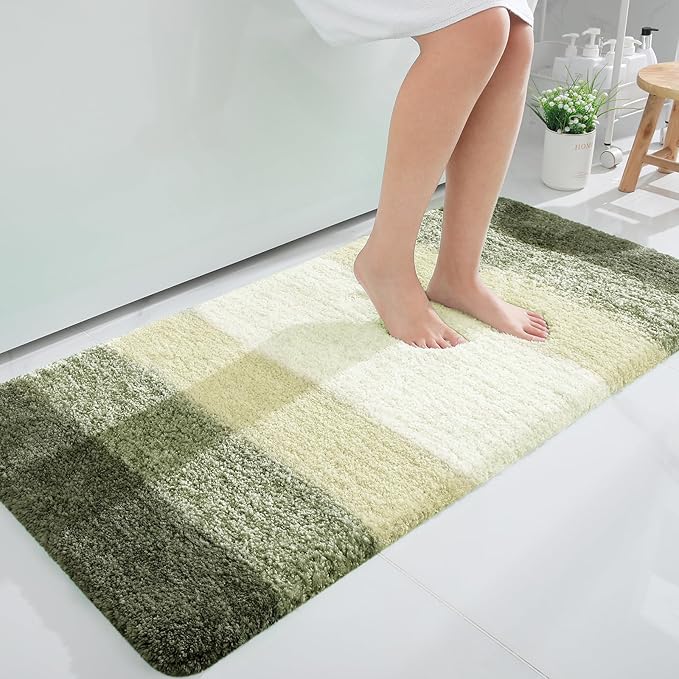 OLANLY Bathroom Rugs Mat 50x30, Extra Soft Absorbent Microfiber Bath Rugs, Rubber Backing, Quick Dry, Machine Washable Bath Mats for Bathroom Floor, Tub and Shower, Home Decor Accessories, Dark Green