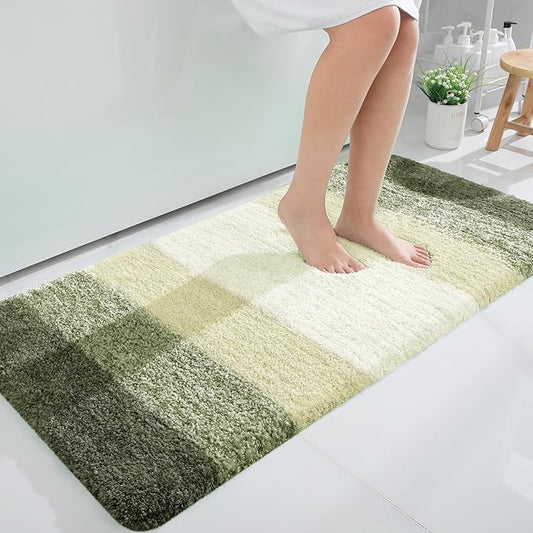 OLANLY Bathroom Rugs Mat 47x24, Extra Soft Absorbent Microfiber Bath Rugs, Rubber Backing, Quick Dry, Machine Washable Bath Mats for Bathroom Floor, Tub and Shower, Home Decor Accessories, Dark Green