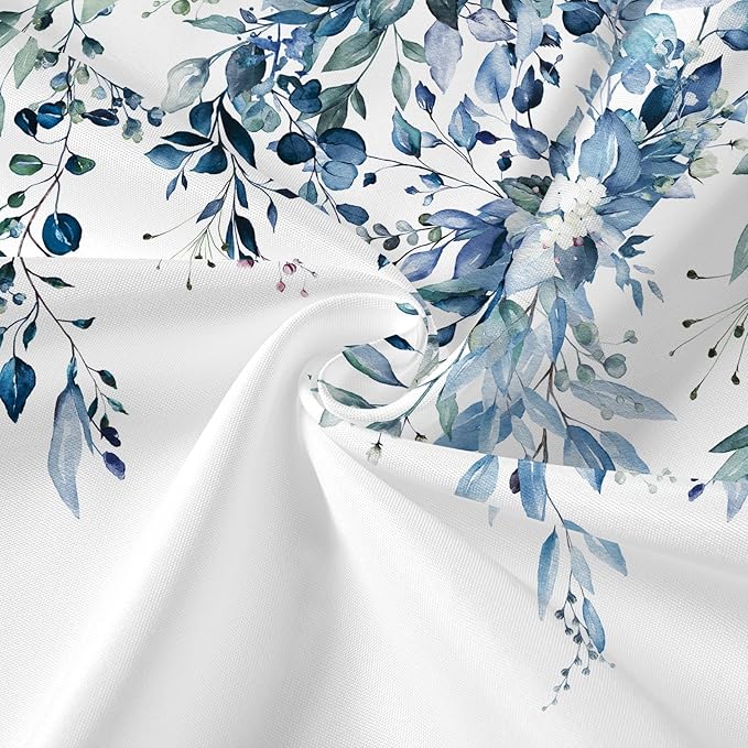 Gibelle Small Stall 3 in 1 Shower Curtain Set,Eucalyptus Bath Curtain with PEVA Liner Set and 12 Metal Hooks, Modern Waterproof Fabric Bathroom Curtain 36x72, Blue