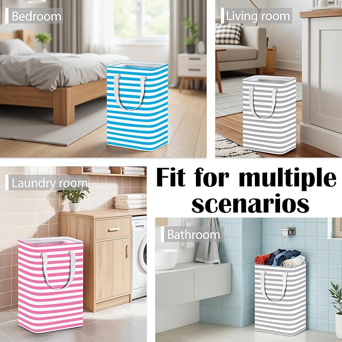4 Pack Large Laundry Basket ，75L Waterproof,Collapsible Laundry Hamper with Extended Handles for Clothes in the Family Dorm (Black，Blue，Grey，Pink)