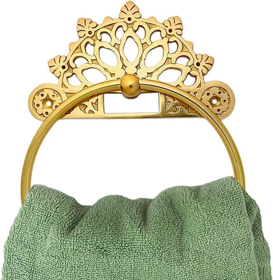 Victorian Towel Ring | Solid Brass |Brass Polished 6 inches | Hand Towel Hanger | Round Towel Holder for Bathroom, Toilet,Kitchen Accessories Handmade | Wall Mounted | Napkin Holder