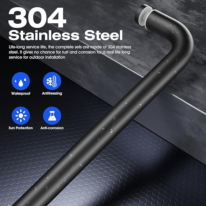 Ranbo Glass Shower Door Towel Bar 24 Inch Stainless Steel Sliding Shower Door Handle Replacement with Matte Black Finish for Commercial and Residential Glass Doors