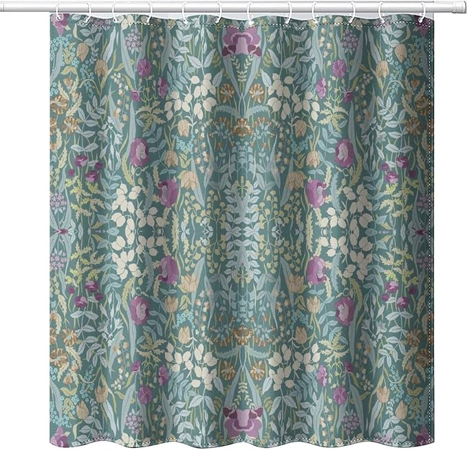 Vintage Botanical Shower Curtain William Morris Designs Green Jungle Fruit Print Shower Curtain Set Polyester Interior Waterproof Shower Curtain with 12 Hooks 72x78 Inches(183x200cm)