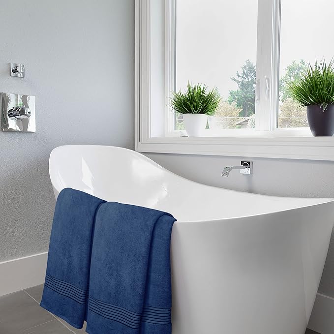 Utopia Towels Luxurious Bath Towels Set, 27 x 54 Inches 100% Ring Spun Cotton, 4 Pack Navy Blue