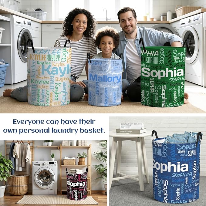 Customized Name Laundry Basket, Custom Laundry Hamper with Name, Personalized Laundry Hamper with name, Customization Name laundry Basket with Handles Gifts for Men Women