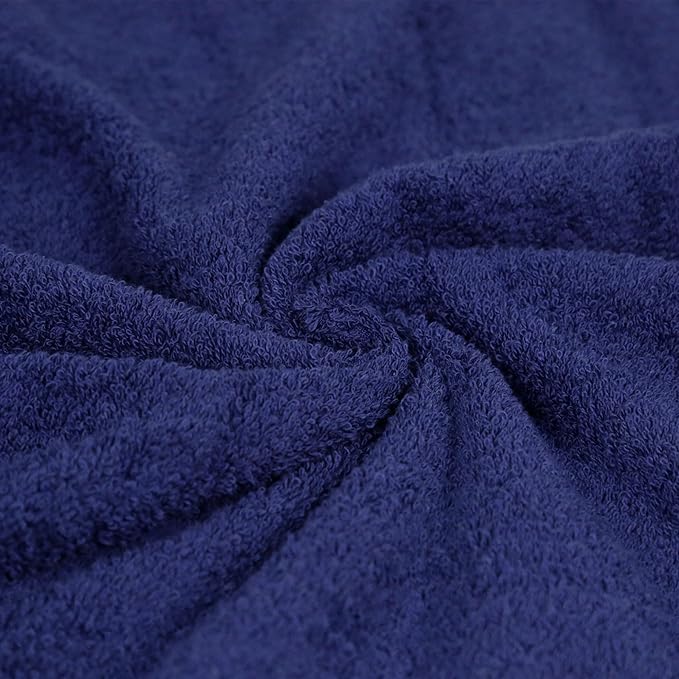 Amazon Basics 6-Piece Fade-Resistant 100% Cotton Towel Set, Soft and Absorbent, 2 Bath Towels, 2 Hand Towels, 2 Washcloths, Navy Blue