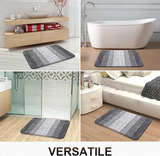 OLANLY Bathroom Rugs Mat 36x24, Extra Soft Absorbent Microfiber Bath Rugs, Rubber Backing, Quick Dry, Machine Washable Bath Mats for Bathroom Floor, Tub and Shower, Home Decor Accessories, Grey