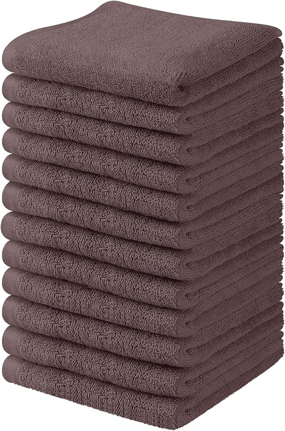 Towel and Linen Mart 100% Cotton - Wash Cloth Set - Flannel Face Cloths, Highly Absorbent and Soft Feel Fingertip Towels (Grey, Pack of 12)