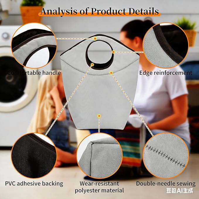 Foldable Storage Hamper Bag,Soft Padded Handle, Multi-Purpose Oxford Fabric Laundry Basket, Collapsible Storage Bag for Home, Bedroom, Dormitory, Travel & Outdoor 90L