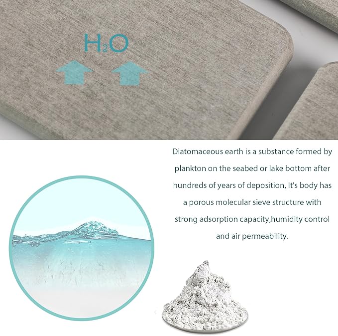 NiuYichee Set of 4 Water Absorbent Diatomite Coasters, Diatomaceous Earth Kitchen Soap Dish, Bathroom Trays, Water Absorbing Stone Used for Hand Soaps & Plants & Toiletries in The Modern Home