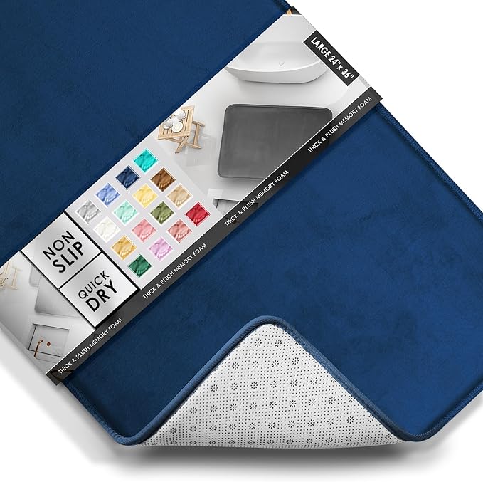 Clara Clark Bathroom Rugs, Velvet Memory Foam Bath Mat, Non-Slip Bath Rugs, Machine Wash, Dries Quickly, Ultra Soft Plush Bath Mats for Bathroom,