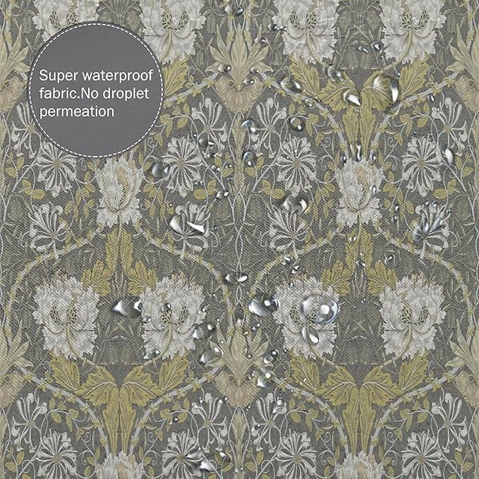 Retro Flower Shower Curtains William Morris Vintage Country Boho Flower Art Print Shower Curtains 72""×84"" Inch, Style-4