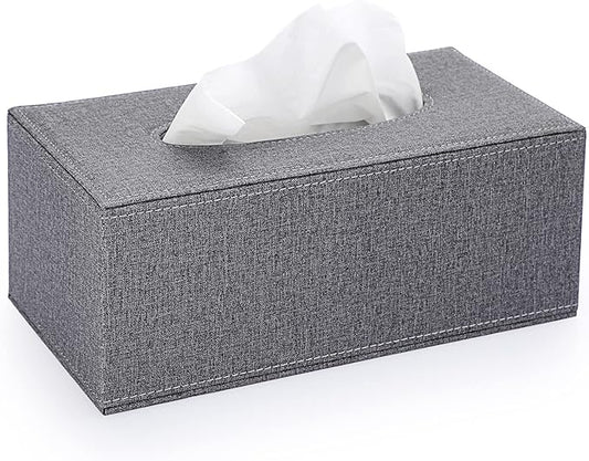 Sumnacon Tissue Box Cover Rectangle Linen Tissue Box, Stylish Tissue Box Holder with Magnetic Bottom,Decorative Tissue Cover for Bathroom Living Room Toilet Table Desk Office Car, Grey