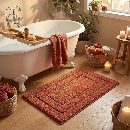 GRANNY SAYS Bathroom Rugs Non Slip, 16" x 24", Bath Rugs for Bathroom Washable, Bath Mats for Floor, Microfiber Bath Mat for Tub, Absorbent Bath Rugs for Shower Room, Terracotta