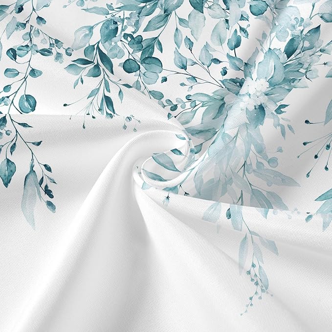 Gibelle 3 in 1 Shower Curtain Set, 72x72 SpaBlue Eucalyptus Bath Curtain and PEVA Liner Set with 12 Metal Hooks, Waterproof Fabric Bathroom Curtain