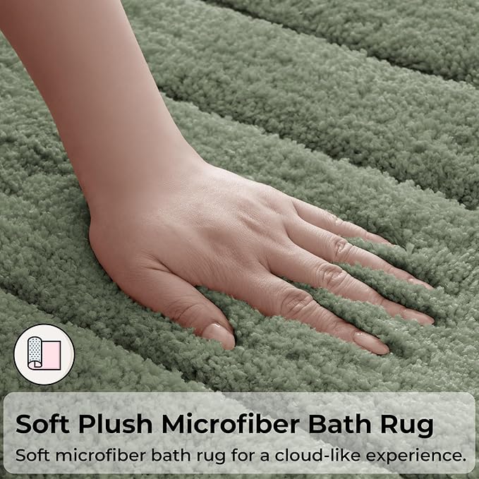 GRANNY SAYS Bathroom Rugs Non Slip, 24" x 36", Bath Rugs for Bathroom Washable, Bath Mats for Floor, Microfiber Bath Mat for Tub, Absorbent Bath Rugs for Shower Room, Light Green