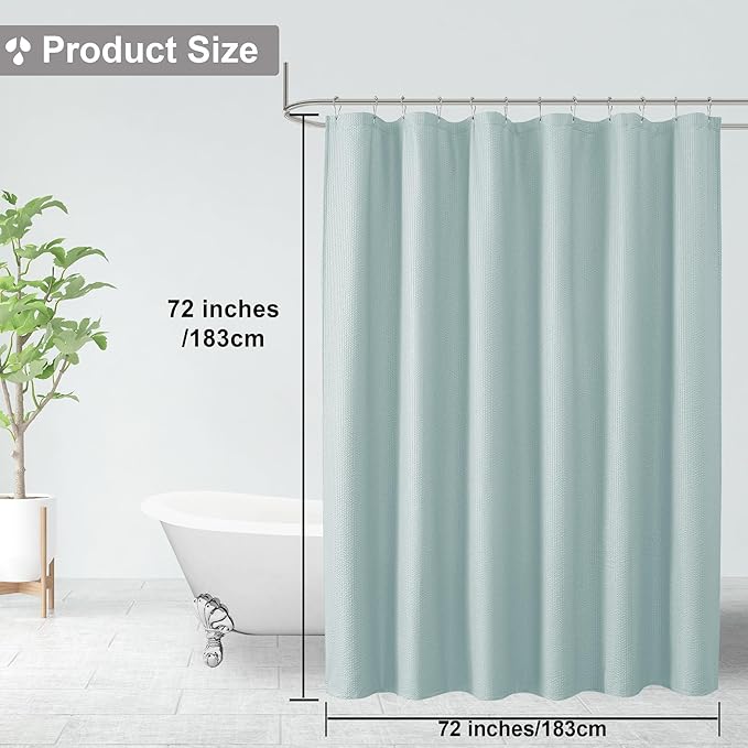 OVZME Berry Cute Shower Curtain, Embossed Textured Fabric Shower Curtain for Bathroom - Soft Cloth & Hotel Spa Luxury, Water Repellent, Machine Washable Shower Curtain, 72X72, Light Green