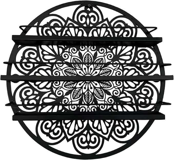 Mandala Shape Shelves - Essential Oil & Nail Polish Organizer - Wall Mounted Round Rack - Display Holder - Spice Rack - Black or Gold