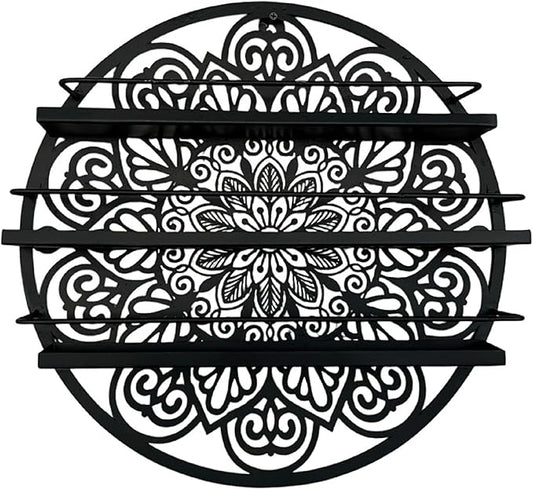 Mandala Shape Shelves - Essential Oil & Nail Polish Organizer - Wall Mounted Round Rack - Display Holder - Spice Rack - Black or Gold