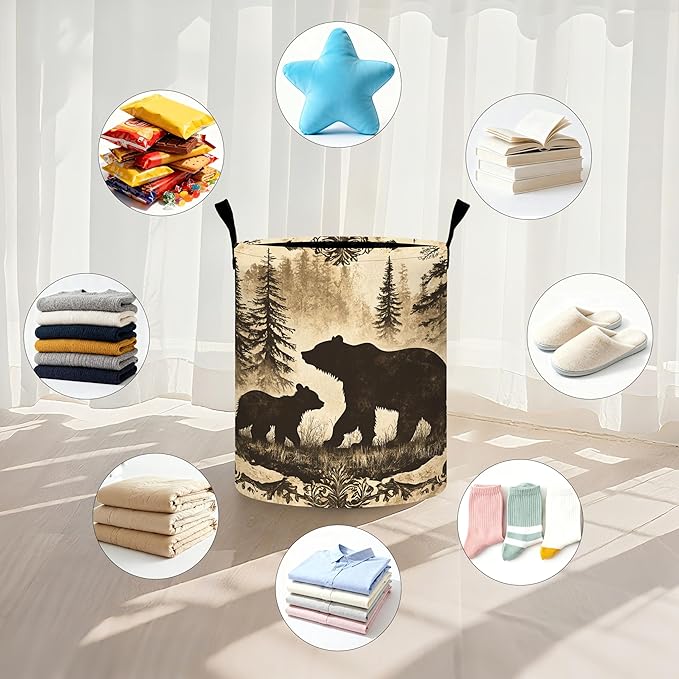 Animal Laundry Basket Storage Bin Foldable Laundry Hamper Clothes Storage Bucket Organizer 19.6x15.7 Inch For Laundry Room/Bedroom/Bathroom