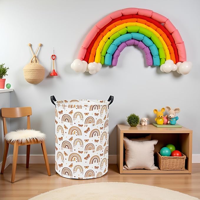 Baby Laundry Hamper kids laundry Basket Waterproof Storage Bin for Bedroom Toy Clothes Organizer Basket Woodland Animals Room D??cor(Rainbow)