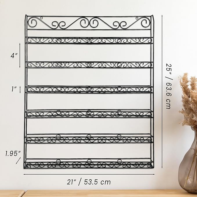 PANA Professional Wall-Mounted BLACK Metal Frame Nail Polish Display Rack Organizer - Holds Up to 100 Bottles - Perfect for Gift Home Salon Office Use