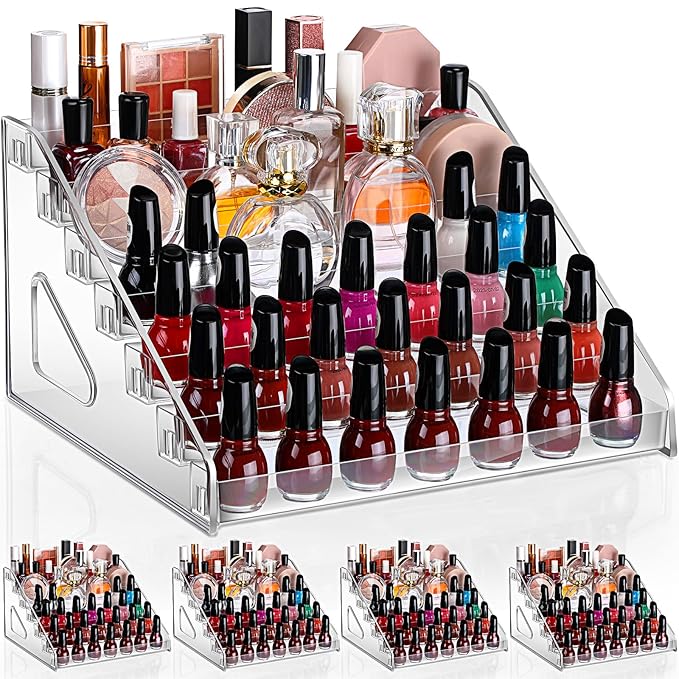 Jetec 2 Pcs 7 Tiers Style Acrylic Card Display Stand Sunglasses Organizer Nail Polish Holder Versatile Display for Trading Cards Greeting Card Stand Essential Oils Cosmetic Eyewear Rack