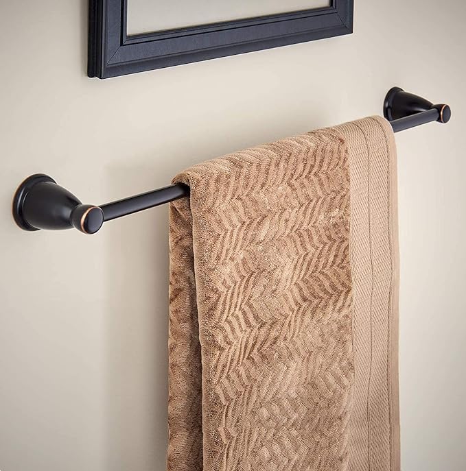 Franklin Brass Kinla 3-Piece Bathroom Set Oil Rubbed Bronze 24" Towel Bar Rack, Toilet Paper Holder, Ring Hardware KIN3PC-ORB