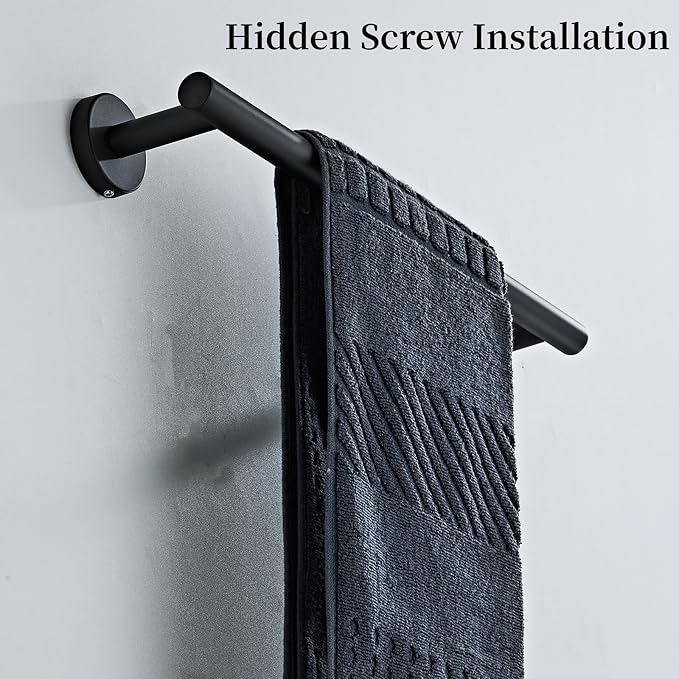 Bathroom Towel Bar, 12-Inch Towel Rack for Bathroom Wall Mounted, Matte Black Thicken SUS304 Stainless Steel Towel Rod Modern Home Decor (Total Length 14-Inch)