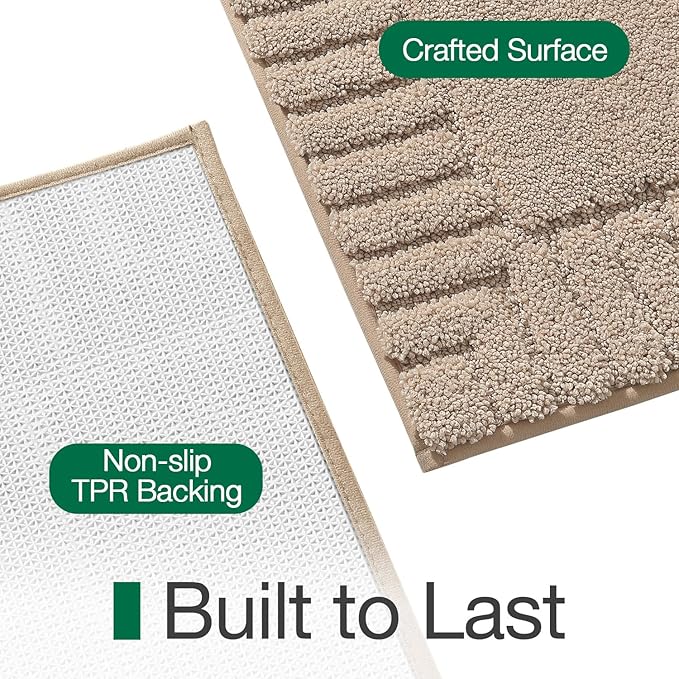 LUMI Bathroom Rugs Non Slip with Rubber Backing, Extra Soft Plush Microfiber Bath Rug Absorbent, Machine Washable Bath Mat Quick Dry for Tub, Shower, Hotel, Beige, 24"x43"