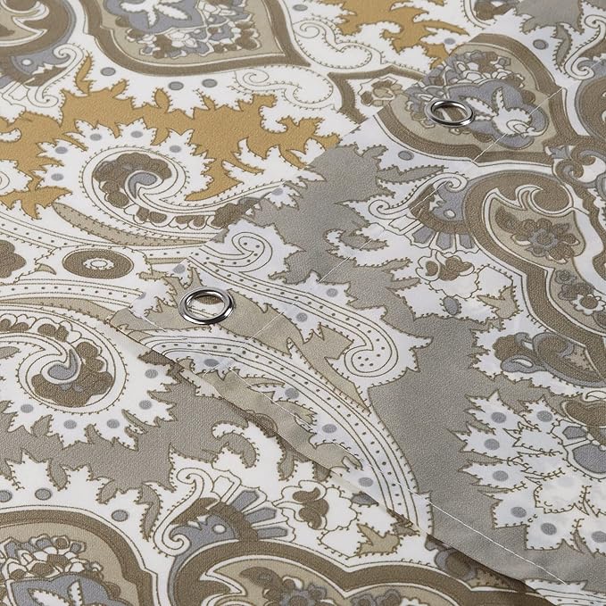 Palermo Farmhouse Khaki Classic Polyester Waterproof Fabric Paisley Vintage Printed Decorative Taupe Shower Curtain for Bathroom,72" W x 72" L