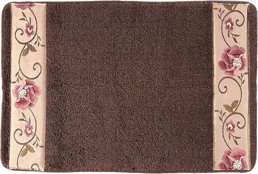 Zahari Home Larrisa Floral Bathroom Rug Luxury Bath Rug Washable Contemporary Decor Beautiful Shower Mat Unique Design Stylish Non Slip Shower Mat Flower Bath Rug Bath Shower Tub Decor