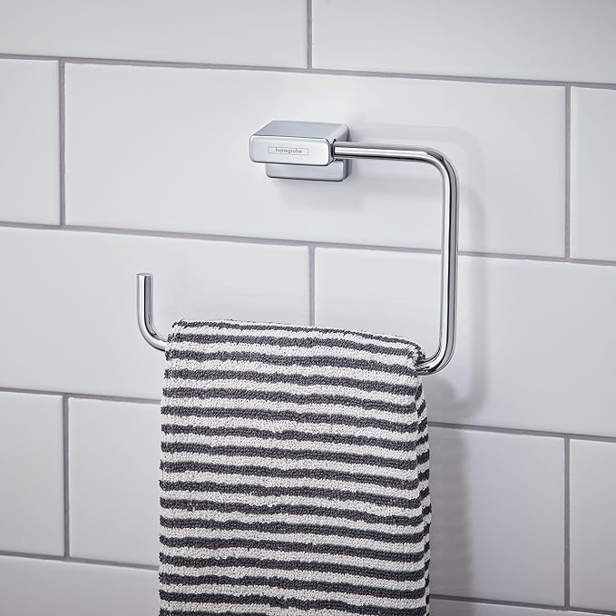 hansgrohe AddStoris Towel Ring in Chrome 5-inch Accessories in Chrome, 41754000