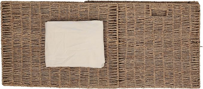 happimess BSK2017A Reed Coastal Bohemian Handwoven Seagrass Laundry Hamper 110L (29.1 Gallon) with Lid and Removable Liner, Seagrass Containers for Decoration in Living Room, Natural