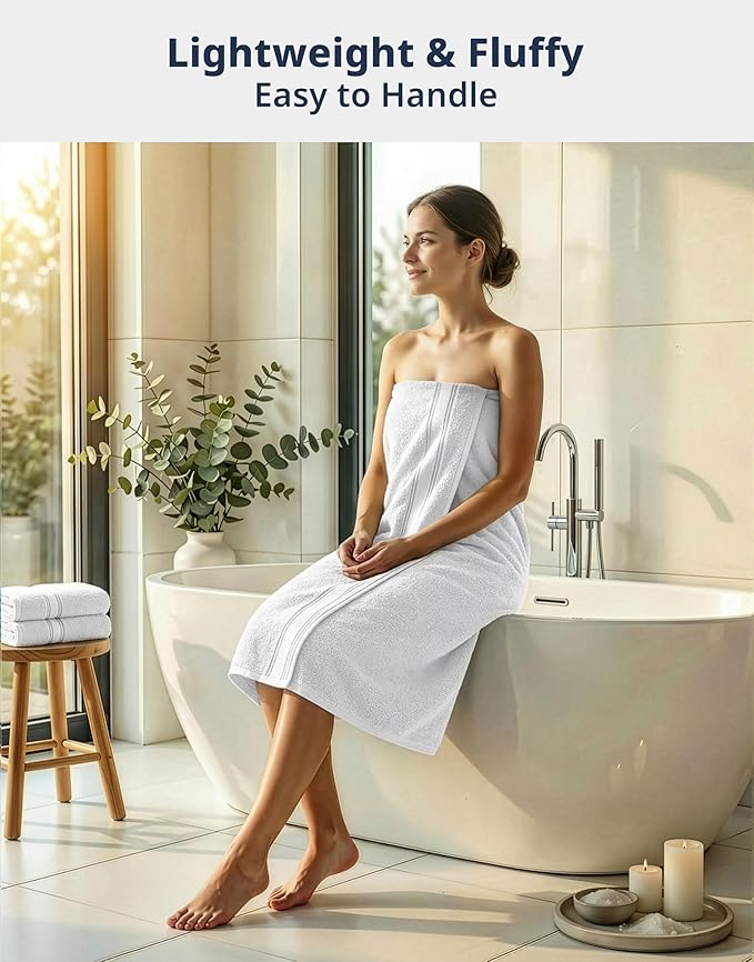 LANE LINEN 100% Cotton 4 Pack Bath Towels (28"x54") - Zero Twist, Cotton - Large Towels for Bathroom - Quick Drying, Highly Soft & Absorbent Shower Towel Set - Hotel & Spa Quality - White Towel Set