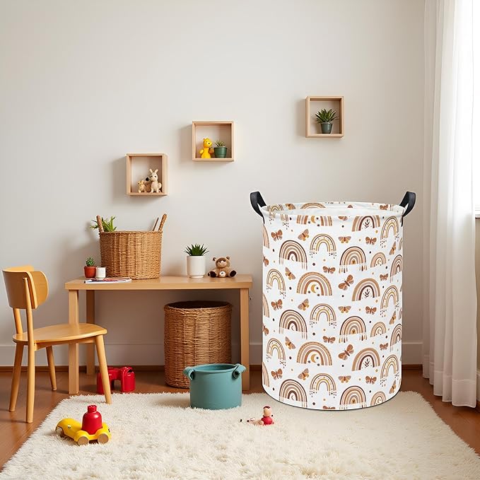 Baby Laundry Hamper kids laundry Basket Waterproof Storage Bin for Bedroom Toy Clothes Organizer Basket Woodland Animals Room D??cor(Rainbow)