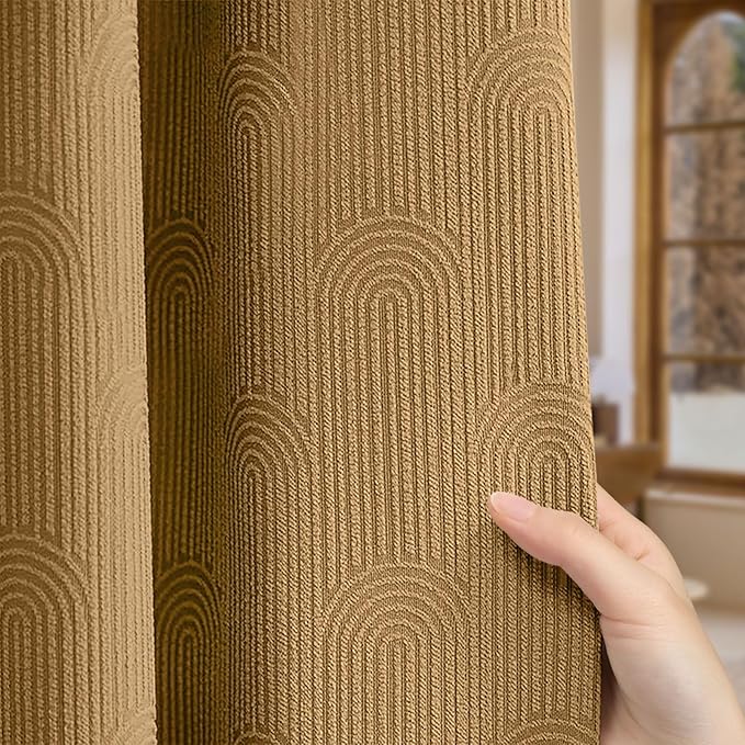 Brown Boho Shower Curtain,Mid Century Neutral Terracotta Mustard Fall Shower Curtain 48" W X 72" L