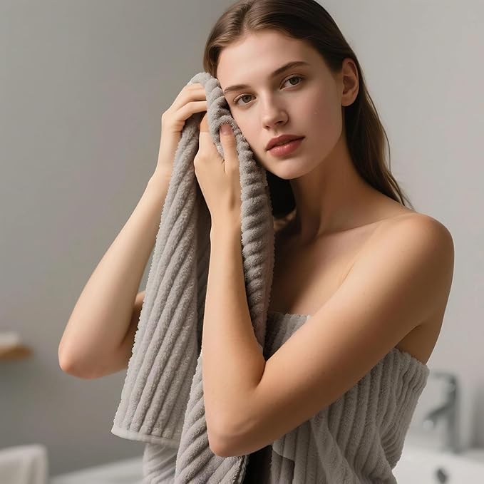 Extra Large Bath Towel Set of 6 (40"x80"),Oversized Bath Sheet Super Soft Highly Absorbent Microfibers Quick Dry Luxury Shower Towel for Bathroom Spa Gym Hotel Yoga (Grey, 6Piece)