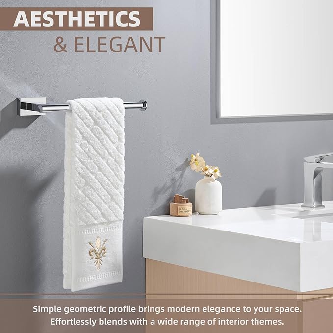 Suyar Bathroom Towel Holder Chrome, SUS 304 Stainless Steel Hand Towel Bar, Wall Mounted