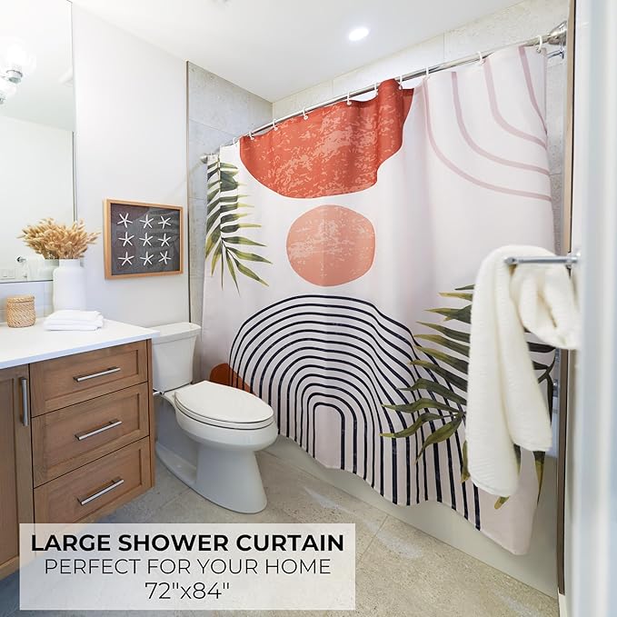 KIBAGA Beautiful Boho Shower Curtain for Your Bathroom - A Stylish 72" x 84" Modern Mid Century Curtain That Fits Perfect to Every Bath Decor - Ideal to Brighten Up Your Bohemian Bathroom at Home