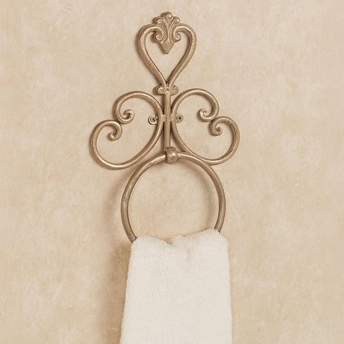 Aldabella Handpainted Towel Ring Satin Gold - 13.5 Inches High