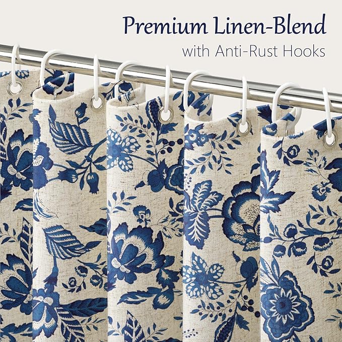 Navy Blue Fabric Shower Curtain,Modern Abstract Geometric Shower Curtain for Bathroom,72" W X 72" L