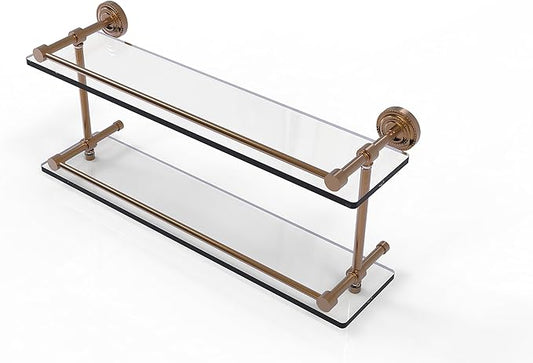 Allied Brass DT-2/22-GAL-BBR Dottingham 22 Inch Double Gallery Rail Glass Shelf, Brushed Bronze