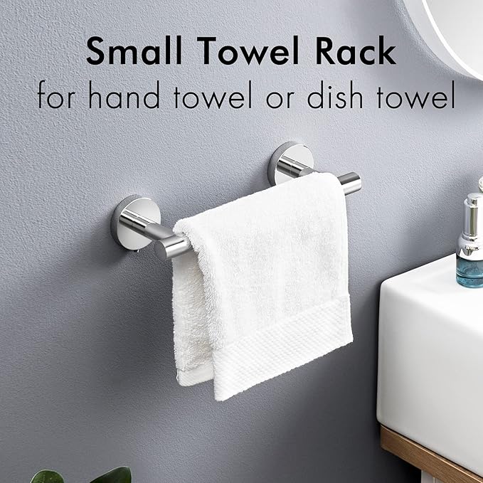 KES 6.7 Inches Hand Towel Bar Bathroom Towel Holder Kitchen Dish Cloths Hanger SUS304 Stainless Steel RUSTPROOF Wall Mount Polished Steel, Total Length 9.1 Inch, A2000S23