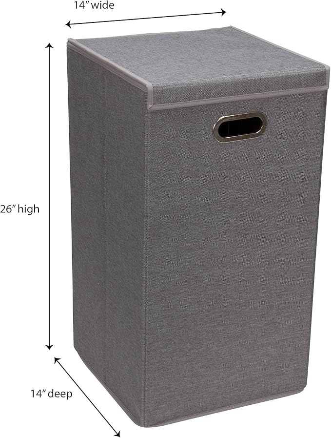 Household Essentials 5620 Collapsible Single Laundry Hamper with Magnetic Lid - Grey