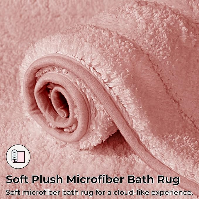 GRANNY SAYS Pink Bathroom Rugs Non Slip Washable, 24"x 36" Soft Bath Mats for Bathroom, Microfiber Shag Rug, Absorbent Bath Floor Mat, Large Bath Rug for Shower, Tub, Bedroom